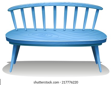 Illustration of a blue wooden bench on a white background 