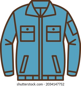 Illustration of blue work clothes seen from the front