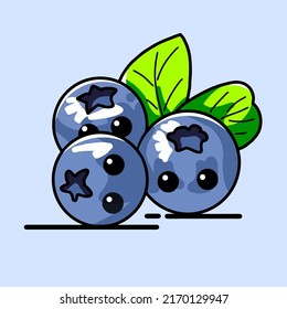 Illustration of Blueberries Cartoon Character