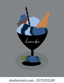 Illustration Blueberry Ice Cream Corn and Chocolate Bar Taste