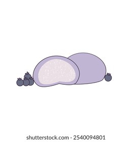 illustration of blueberry-flavored purple mochi cake