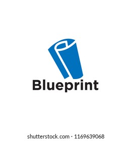 Illustration of blueprint paper logo icon element template vector