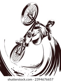 Illustration of BMX racing bikes in an extreme sports silhouette, emphasizing the concept of extreme sports