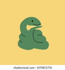 Illustration of a boa constrictor on an isolated background. Dusty pastel colors. Modern flat style