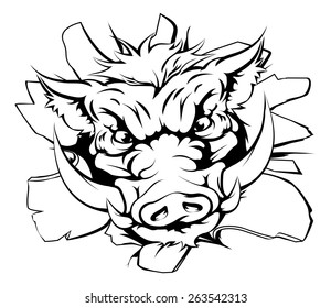 An illustration of a boar charging through the background