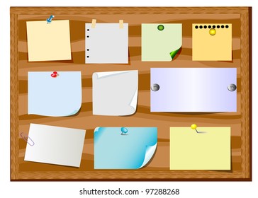 illustration board announcement with slip of paper and office button