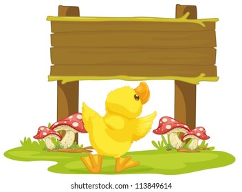 illustration of a board and duck on a white