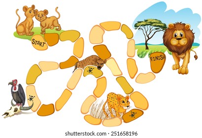 Illustration of a board game with animals