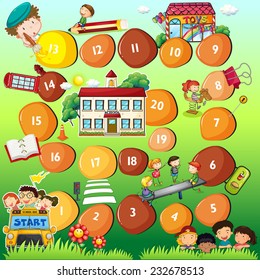 Illustration of a board game theme for children