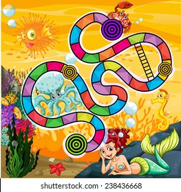 Illustration of a board game with underwater view