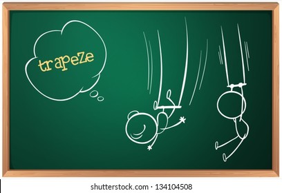 Illustration of a board with a trapeze at the circus show on a white background
