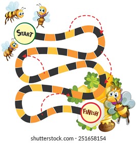 Illustration of a boardgame with bees and a queenbee