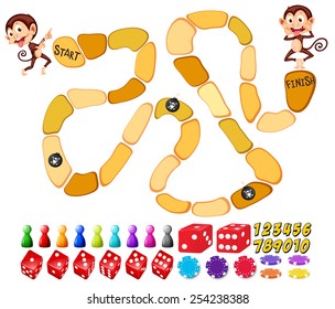 Illustration of a boardgame with monkeys