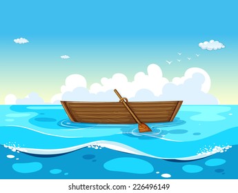 illustration of a boat floating on the sea