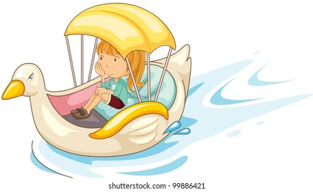 Illustration of boat floating in water