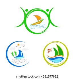 Illustration of boat logo design isolated on transparent background.