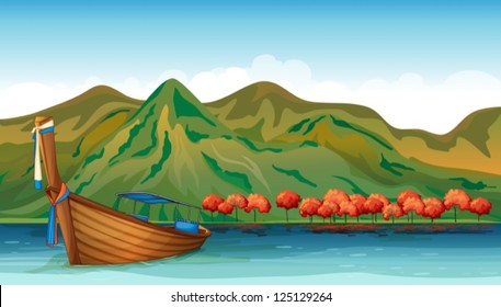 Illustration of a boat in the middle of the sea