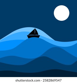 illustration of a boat in the middle of the sea