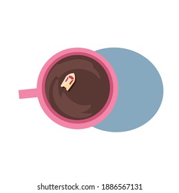 Illustration Boat in a pink coffee mug