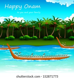 illustration of Boat Race of Kerla on Onam