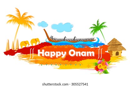 illustration of Boat Race of Kerla on Onam