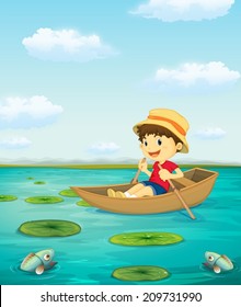 Illustration of a boat rowing a boat