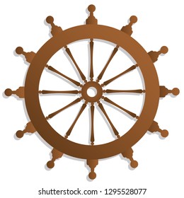 Illustration of Boat Steering Whell Flat Icon with long shadow on white background