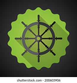 Illustration of Boat Steering Whell Flat Vector Icon with long shadow