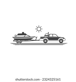 illustration of boat trailer, transportation, vector art.