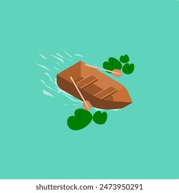 Illustration boat vector isometric design