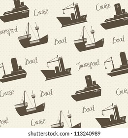 Illustration of boats pattern on white background, vector illustration