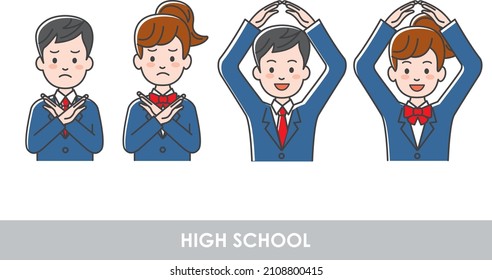 Illustration of body language for high school boys and girls