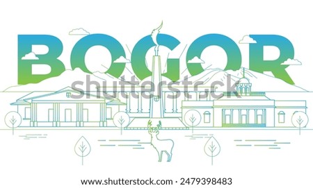 Illustration of Bogor City Landscape. Line art vector illustration. Bogor, West Java, Indonesia.