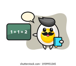 Illustration of boiled egg character as a teacher