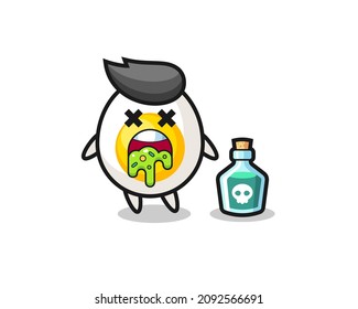 ilustración de un personaje de huevo hervido vómito debido a envenenamiento, diseño de estilo lindo para camiseta, pegatina, elemento logotipo