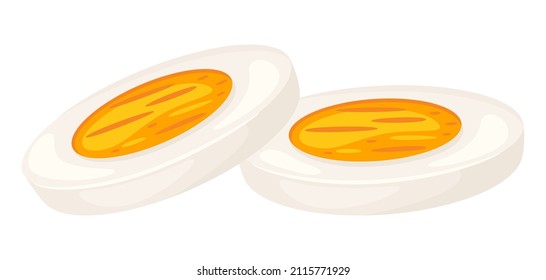 Illustration of boiled egg cut. Image for food and agricultural industries.