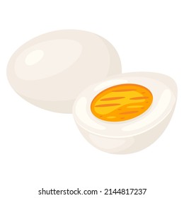 Illustration of boiled egg cut. Image for food and agricultural industries.