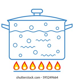 Illustration of the boiling water in pan