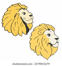 Illustration bold, majestic lion mane, king of wildlife, representing courage and strength.