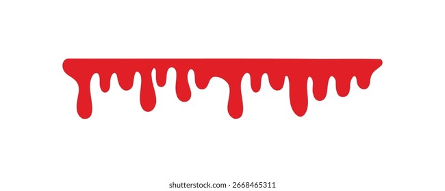 Ilustración de un líquido rojo audaz goteando sobre un fondo blanco limpio. Este diseño fluido y abstracto es ideal para temas de arte, creatividad y texturas dinámicas. Perfecto para el proyecto de Diseño gráfico