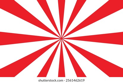 Illustration of a bold red and white sunburst pattern, radiating energy and vibrancy. Ideal for graphic design enthusiasts and fans of dynamic visual art