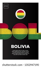 Illustration of Bolivia flag made of three country abbreviations letter with grunge sponge effect.