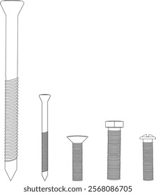 illustration of bolt types with black and white lines