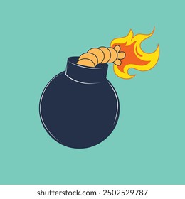 illustration of a bomb with fire burning, suitable for stickers and others