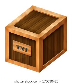 Illustration of a bomb inside a box on a white background