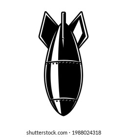 Illustration of bomb in monochrome style. Design element for logo, label, sign, emblem. Vector illustration