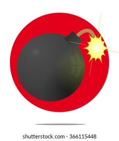 Illustration of a bomb with red circle background