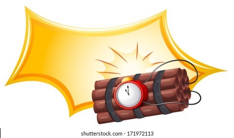 Ilustración de una bomba con un temporizador en un fondo blanco