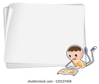 Illustration of a bondpaper with a boy on a white background