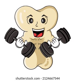 The illustration of bone exercise or gym cartoon vector design. Suitable healthy life, or for coloring book or teaching media for young learners.